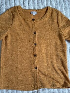 Ann Taylor LOFT Mustard Button-Front Women's Sweater